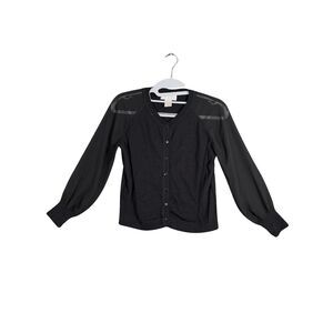Zelda Black Cardigan Sheer Chiffon Sleeves Sz S NWOT